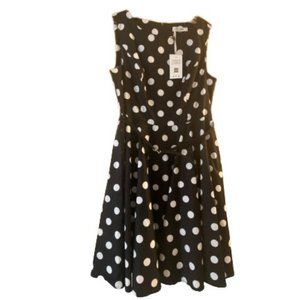 Grace Karin Rockabilly Women’s Swing Black&White Polka Dot DressW/Belt Sz XLarge